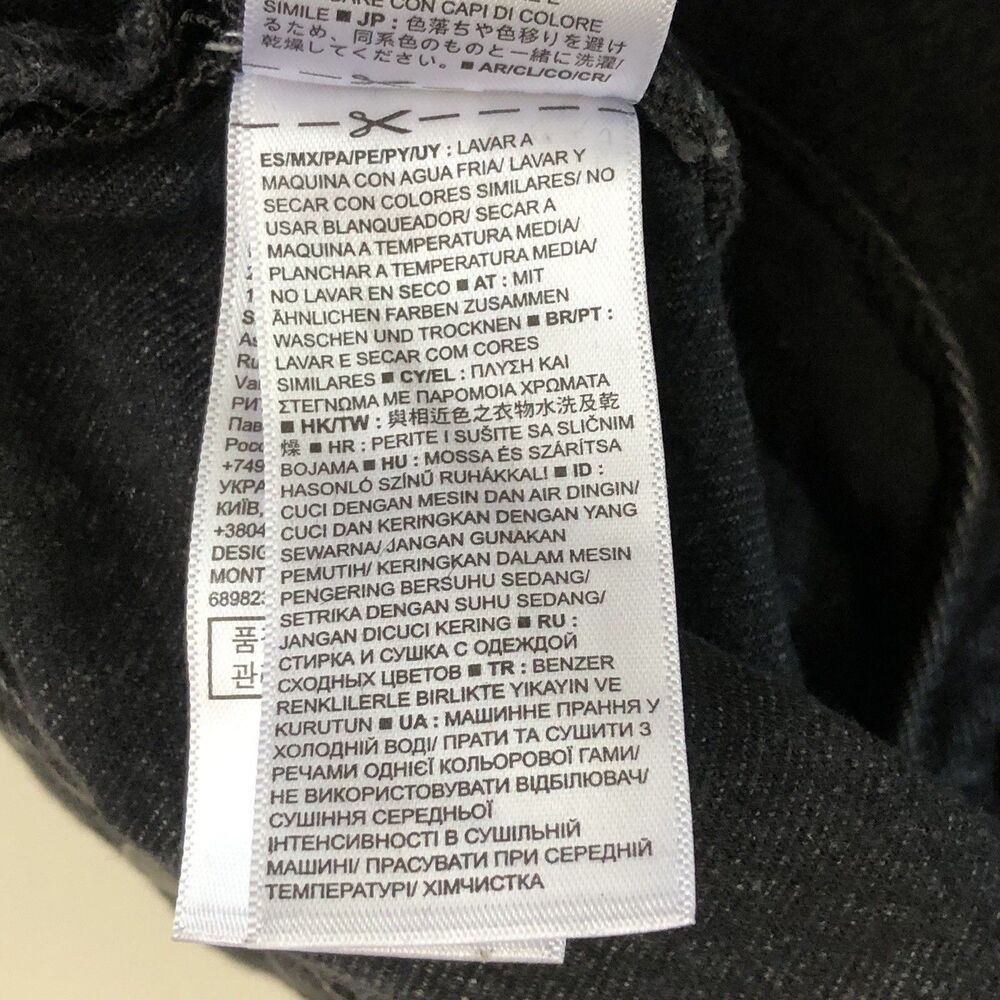 Gap 1969 Women’s Washed Black Jean Jacket Biker Style Cuff & Side Zip Large - Picture 14 of 16